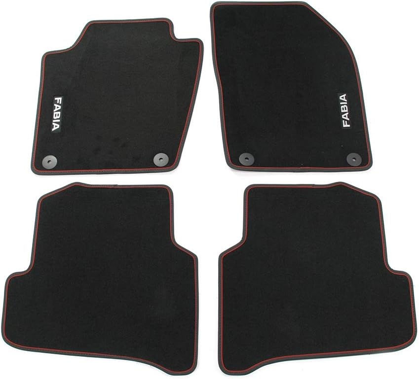 Skoda 6V1061404B Prestige Textil Fussmatten Nubuk Stoffmatten, mit Fabia Schriftzug Schwarz