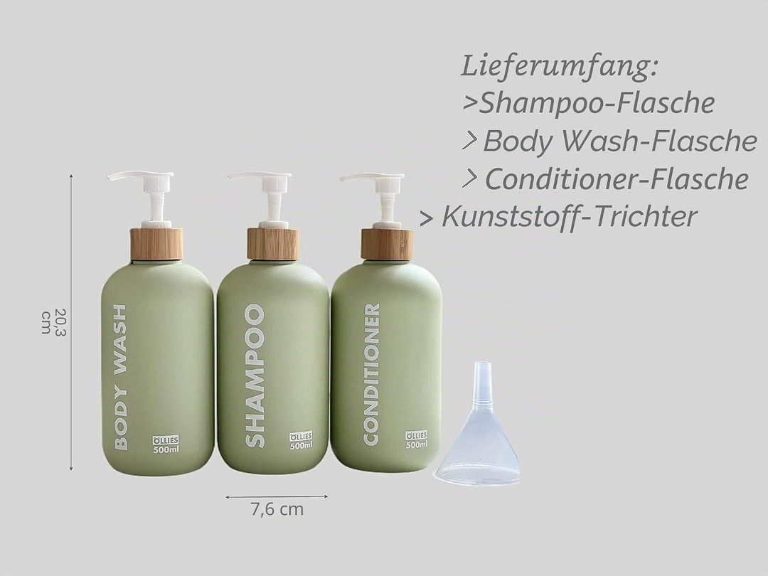 OLLIES Shampoo- und Spülungsspender, Duschseifenspender für Badezimmer, 3er-Set mit permanentem, sti
