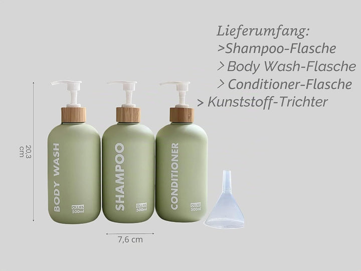OLLIES Shampoo- und Spülungsspender, Duschseifenspender für Badezimmer, 3er-Set mit permanentem, sti