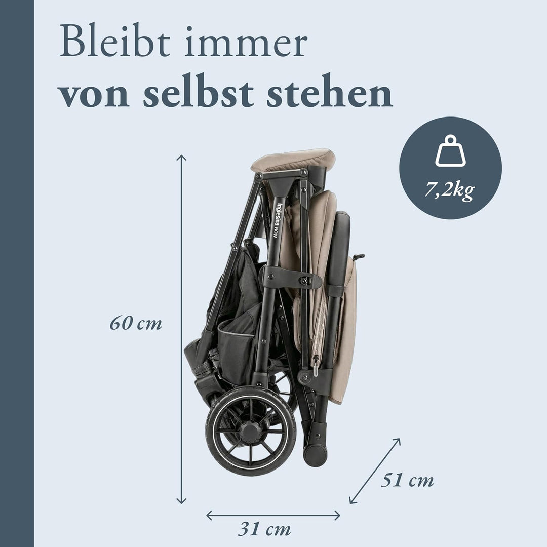 Inglesina NOW Kompakter Buggy Leicht 7,2 kg, Automatisches One-Touch-Faltsystem, Rückenlehne bis 170