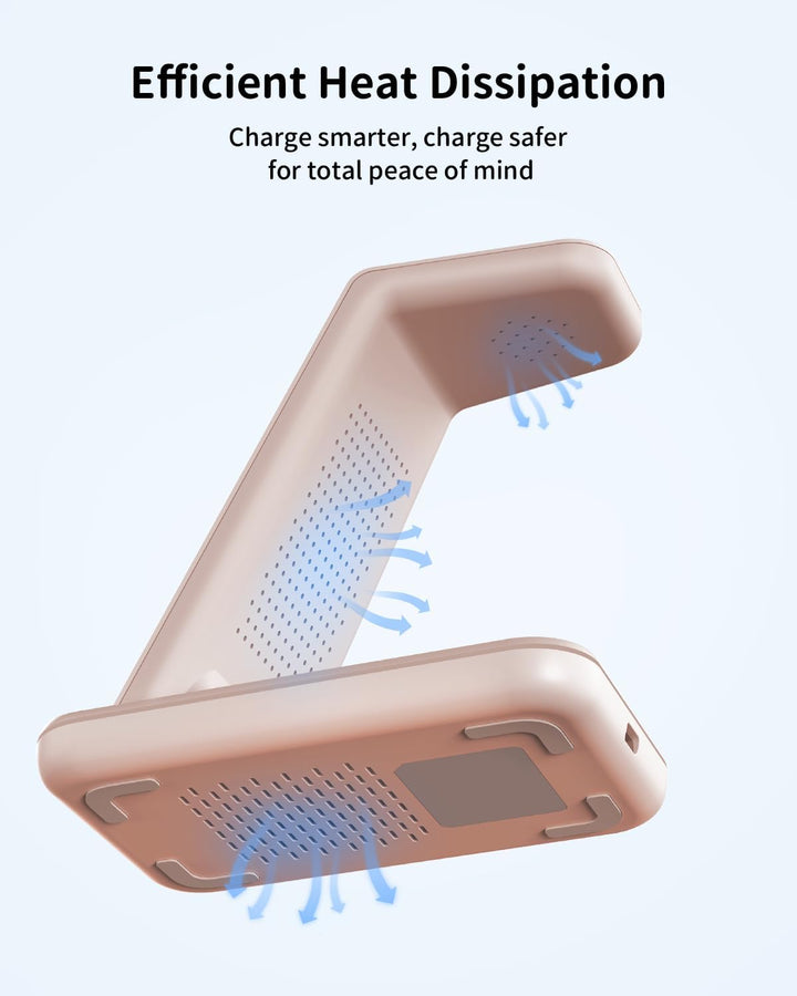 GEEKERA Wireless Charger, 3 in 1 Induktive Ladestation für iPhone Air/17/16/15/14/13/12/11/Pro Max,