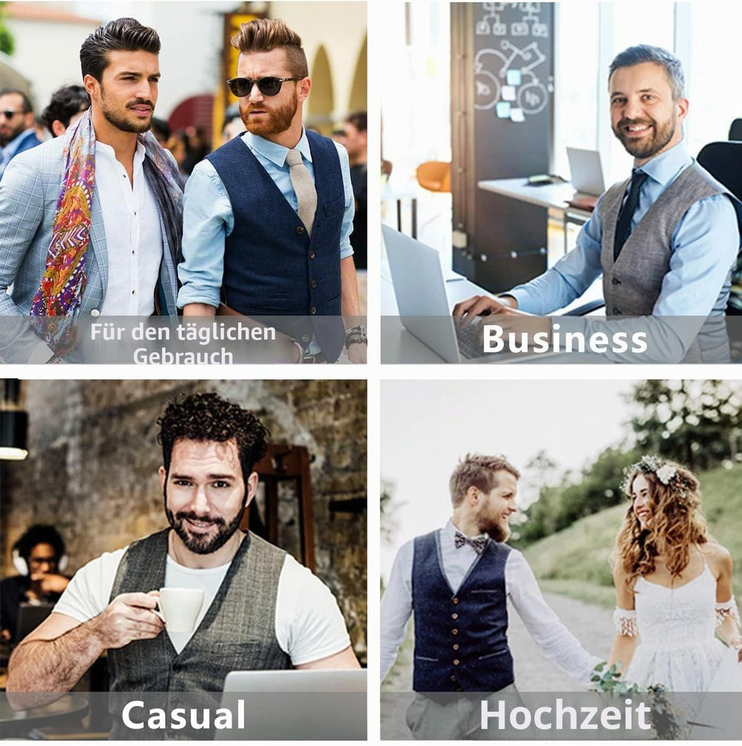 HISDERN Herren Formale Hochzeit Party Weste Baumwolle Einfarbig Weste XXL Waldgrün, XXL Waldgrün
