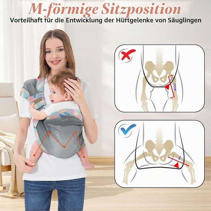 AUYAO Tragetuch Baby Neugeborene Crossbody Babytrage Kleinkind Tragehilfe Einfach Anzuziehen für Müt