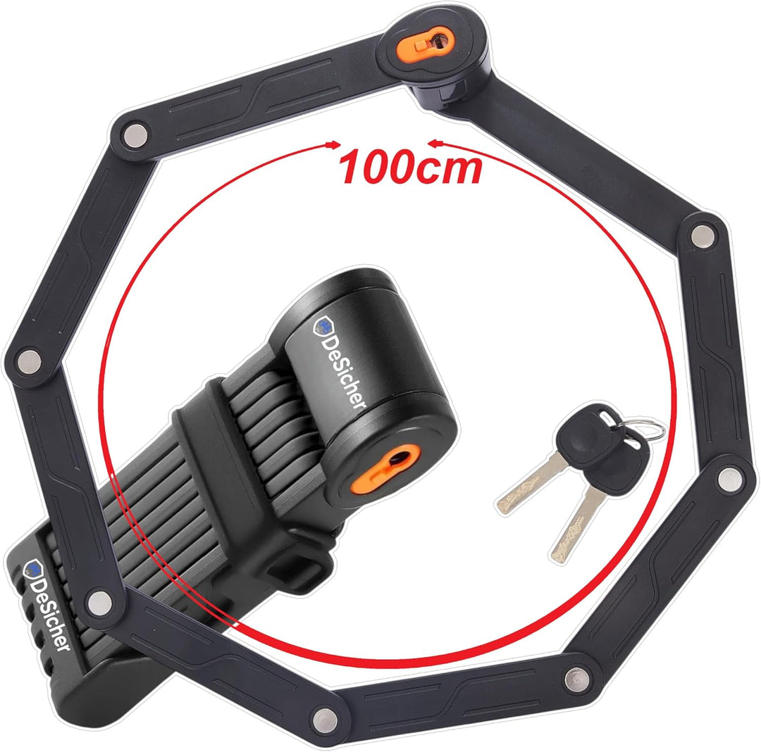 Segmental-Lock 100 cm – Premium Faltbares Fahrradschloss aus gehärtetem Stahl, Hochsicherer Diebstah