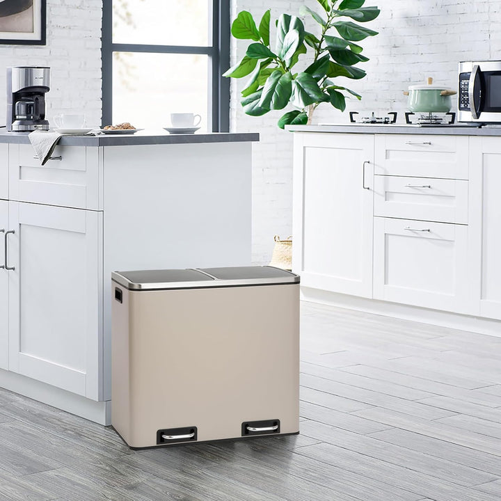 SVITA TM2X24 Treteimer 48 Liter Abfalleimer 2 x 24 Liter Mülleimer Küche Design Mülltrennung Papierk