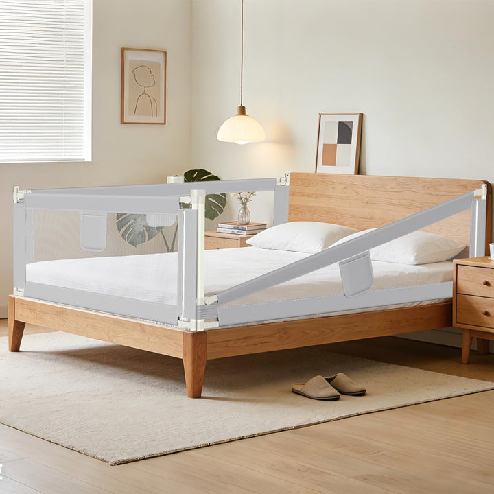 Bettschutzgitter 180×80 cm Rausfallschutz Bett – Bettgitter für Baby & Kleinkind, höhenverstellbar 6