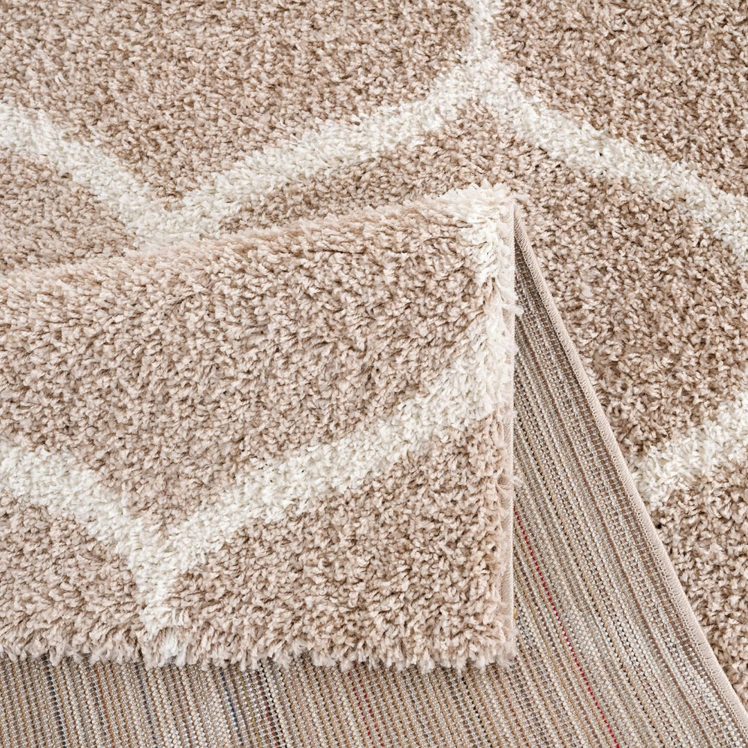 SANAT Madrid Shaggy Teppich Rund - Hochflor Teppiche für Wohnzimmer, Schlafzimmer, Küche - Beige, Gr