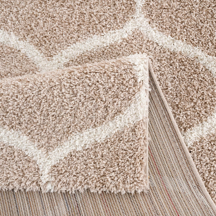 SANAT Madrid Shaggy Teppich Rund - Hochflor Teppiche für Wohnzimmer, Schlafzimmer, Küche - Beige, Gr