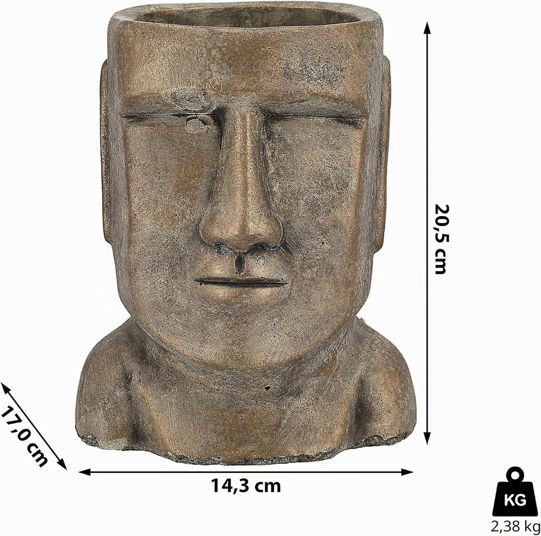 Cepewa Pflanztopf Moai Kopf │ Terracotta 14,3x20.5x17cm Gold │ Blumentopf Pflanzgefäss Topf Übertopf