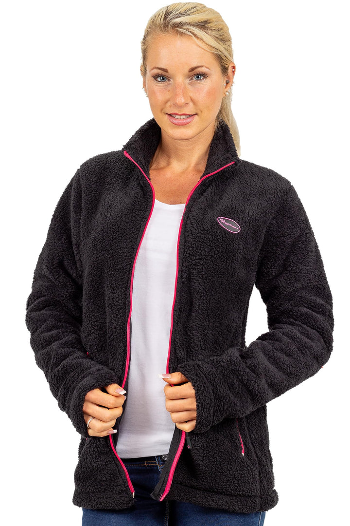 Reichstadt Damen Fleecejacke extra lange Ärmel Kuschelig XS Schwarz, XS Schwarz