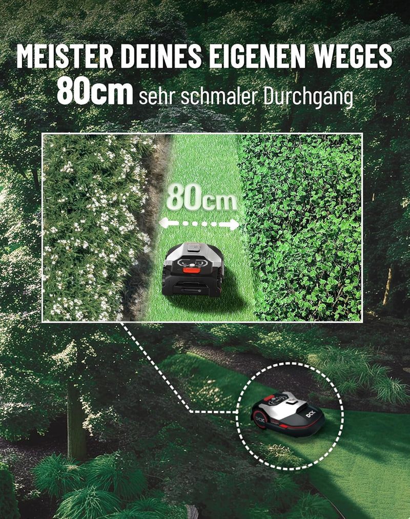 DCK Mähroboter 1000㎡,360°Lidar Mähroboter 40% Steigung,Ultra-leise 54dB(A),Multi-Zonen-Management,Ap