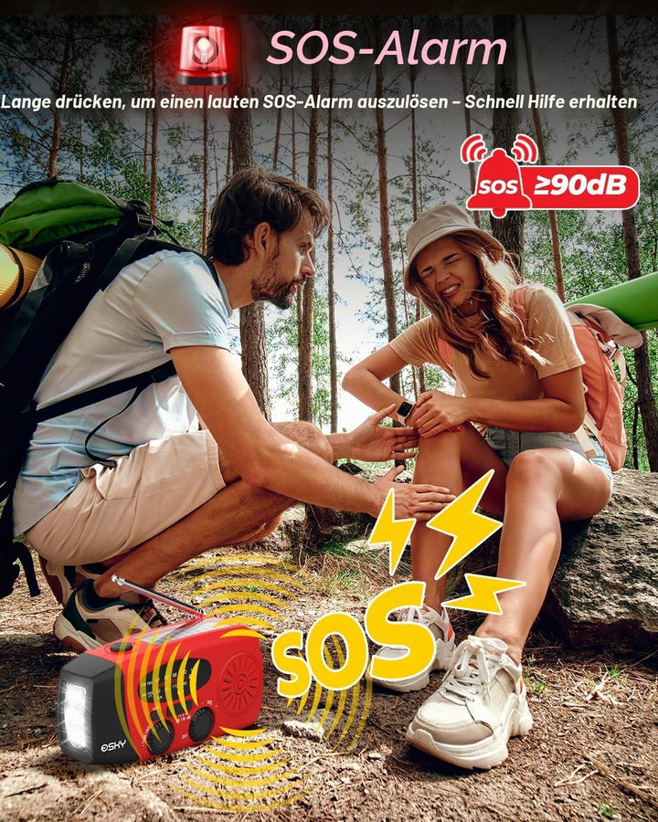 Solar Radio, Esky Kurbelradio AM/FM Wasserdicht Tragbare Radios SOS Alarm Notfallradio mit Power Ban