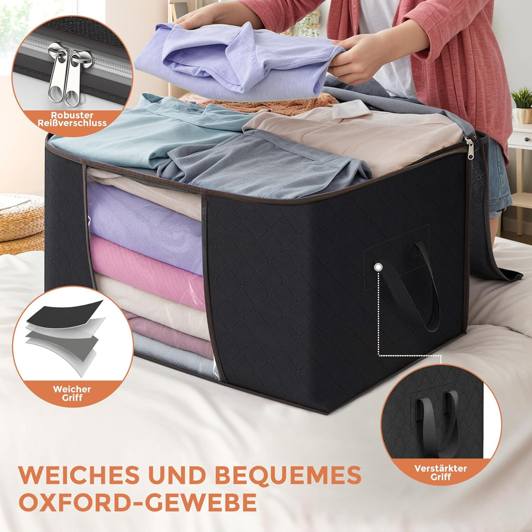 Budding Joy 4 Stück 90L Aufbewahrungstasche, Aufbewahrungsbox mit Deckel Grosse, Kleider Aufbewahrun