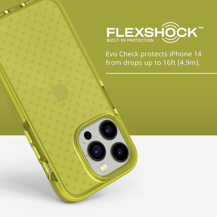 tech21 iPhone 14 Pro Evo Check - Stossdämpfende &amp; schlanke Schutzhülle mit 16 Fuss FlexShock Multi-D