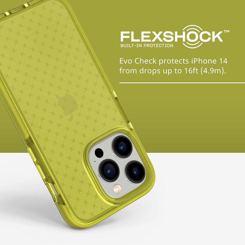 tech21 iPhone 14 Pro Evo Check - Stossdämpfende & schlanke Schutzhülle mit 16 Fuss FlexShock Multi-D