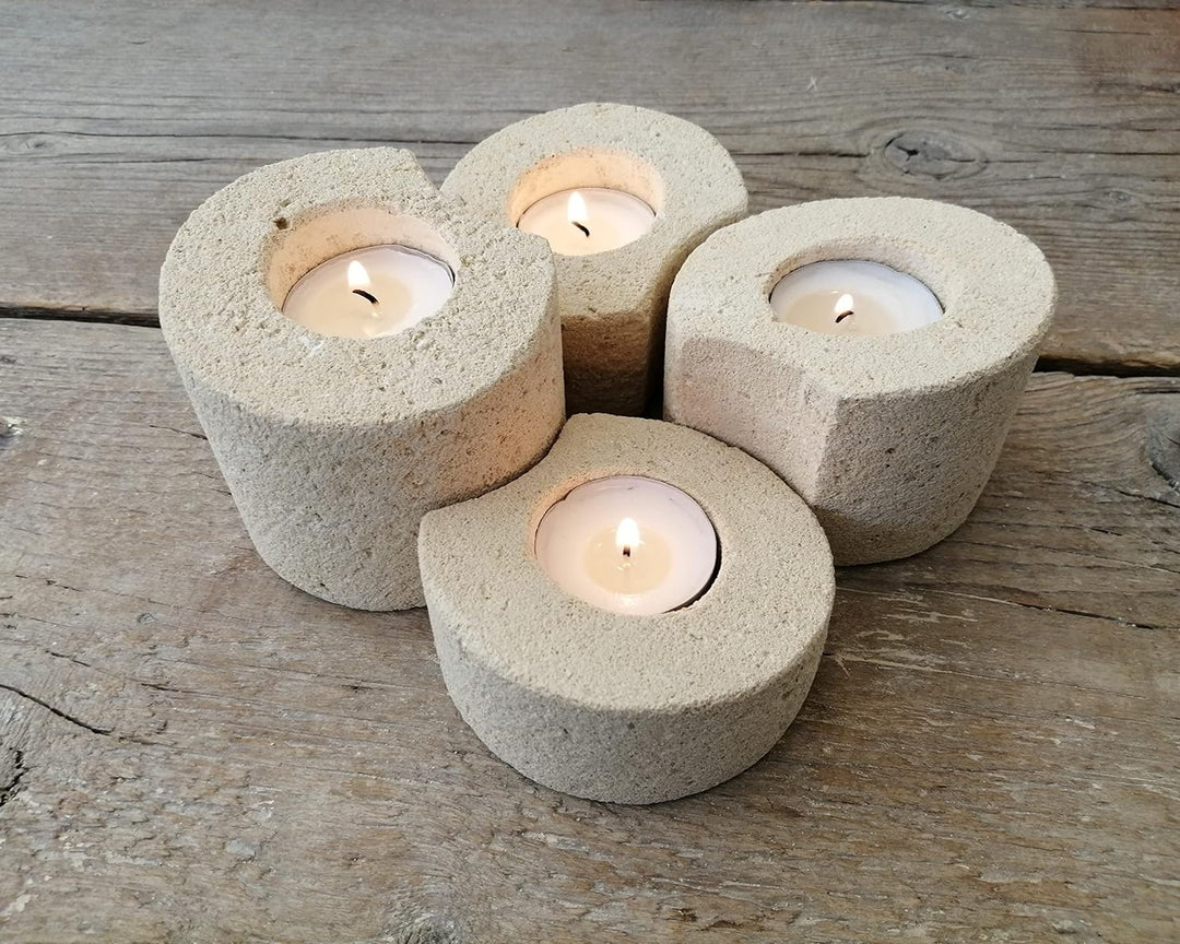 Teelichthalter Set mit 4 modernen Designs für Gastgeschenke oder Dekorationen. Handarbeit.