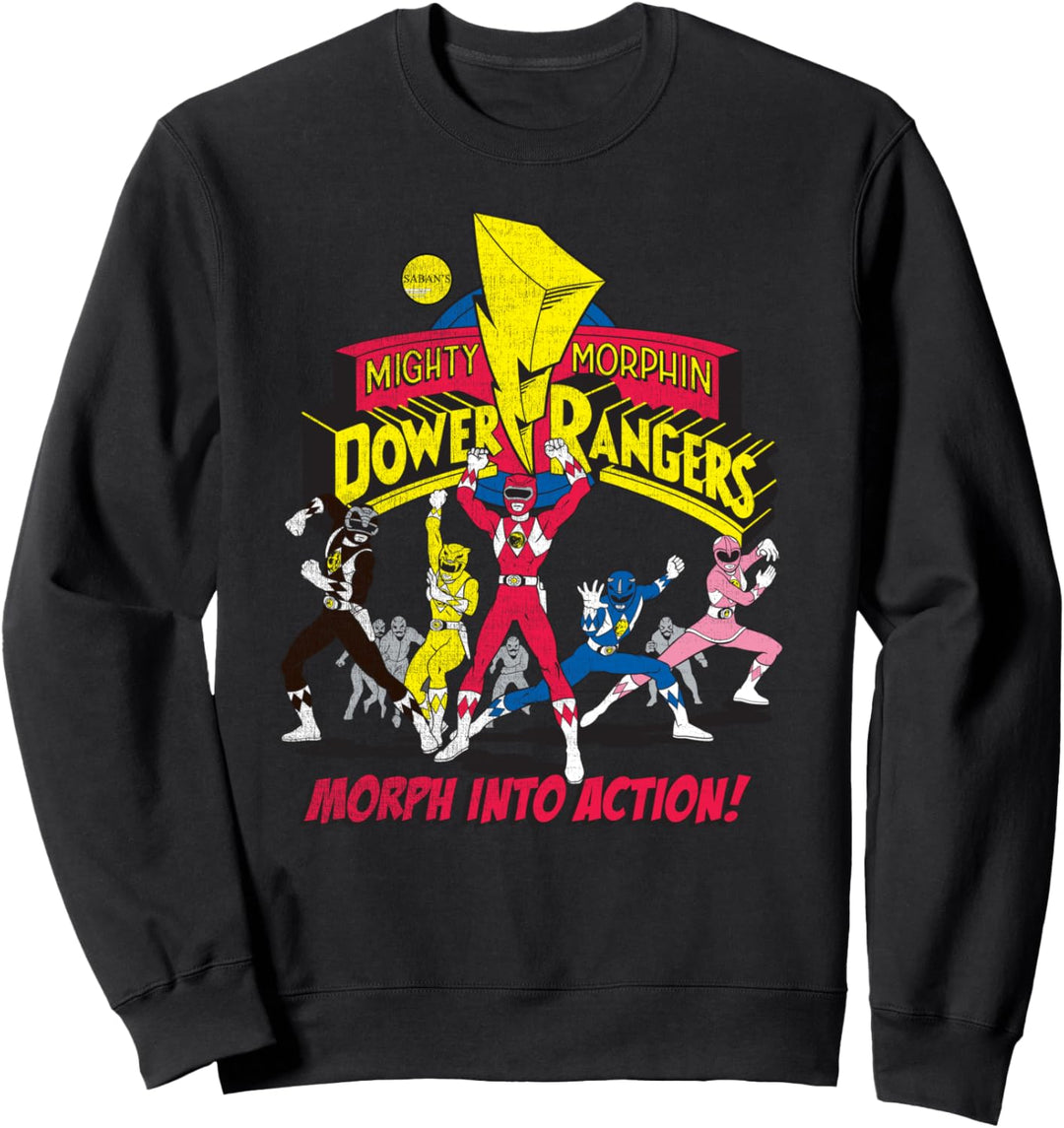 Power Rangers Logo verwandelt sich in Aktion Sweatshirt