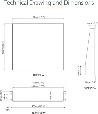 StarTech.com 2HE 19 Zoll Fachboden für Netzwerkschrank - Freitragendes Serverschrank boden/rack abla