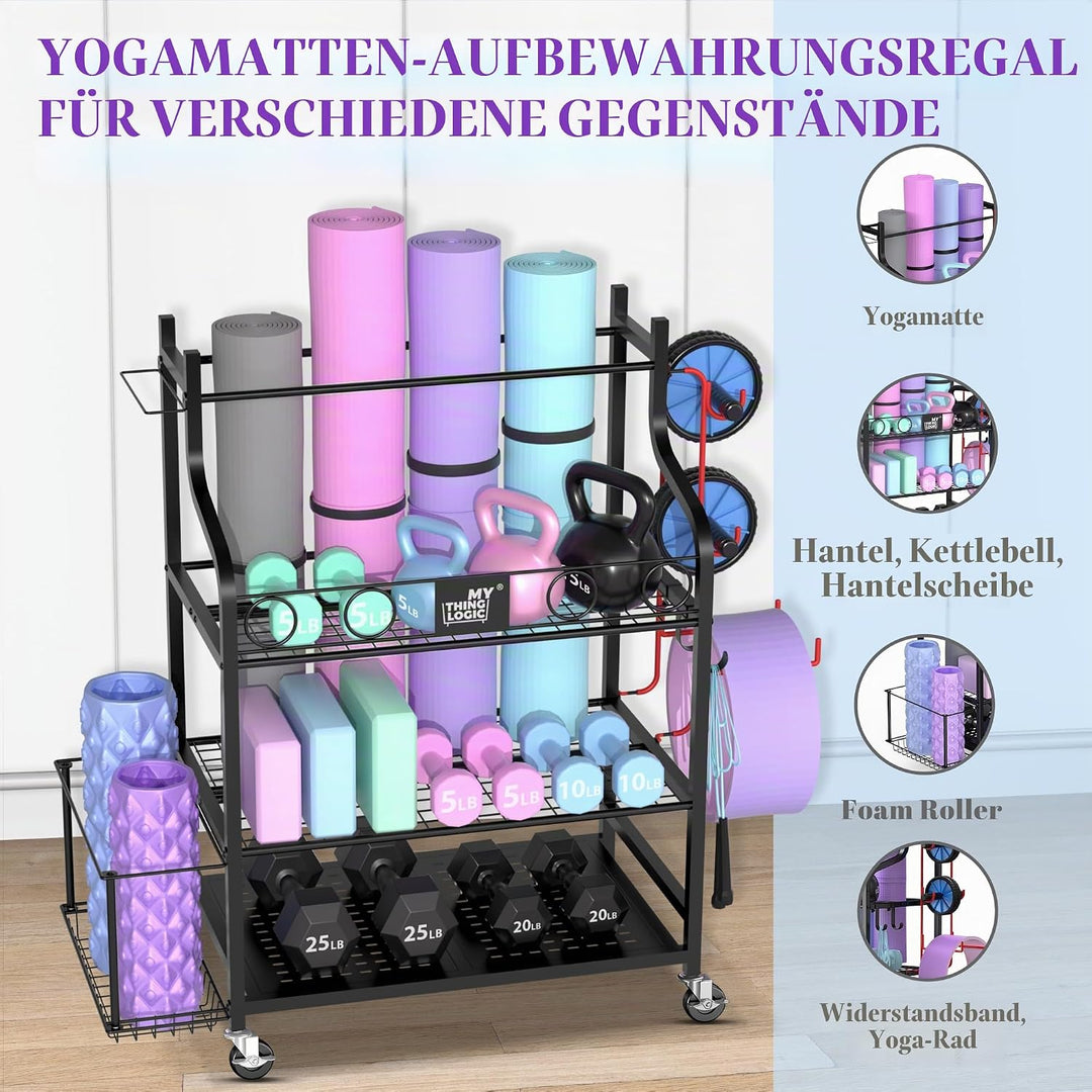Mythinglogic Yoga Matte Regal, Yogamatte Organizer für Hanteln, Faszienrolle, Kettlebell und Yoga Bl