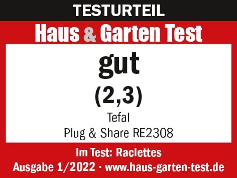 Tefal RE2308 Plug & Share Raclette | 400 Watt | 2 Pfännchen + Grillplatte | Ein-/Ausschalter | Antih