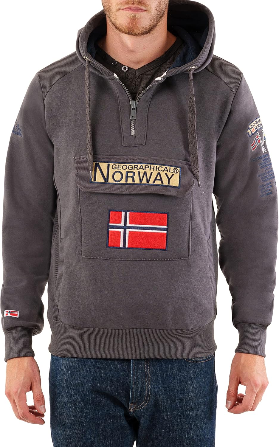 Geographical Norway GYMCLASS Men - Herren Kapuzenpullover Hoody XXL Dunkelgrau, XXL Dunkelgrau
