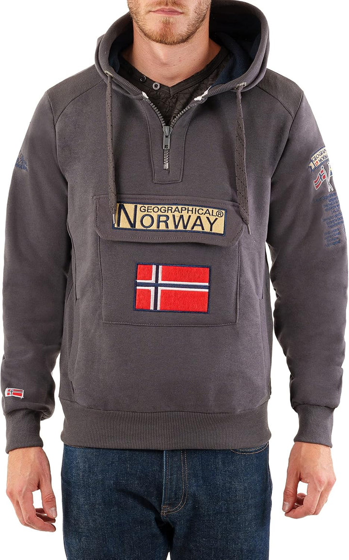 Geographical Norway GYMCLASS Men - Herren Kapuzenpullover Hoody XXL Dunkelgrau, XXL Dunkelgrau