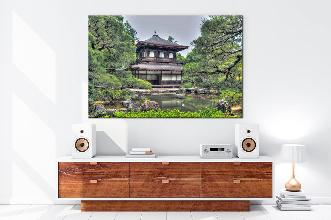 deyoli asiatisches Landhaus Format: 80x60 als Leinwandbild, Motiv fertig gerahmt auf Echtholzrahmen,