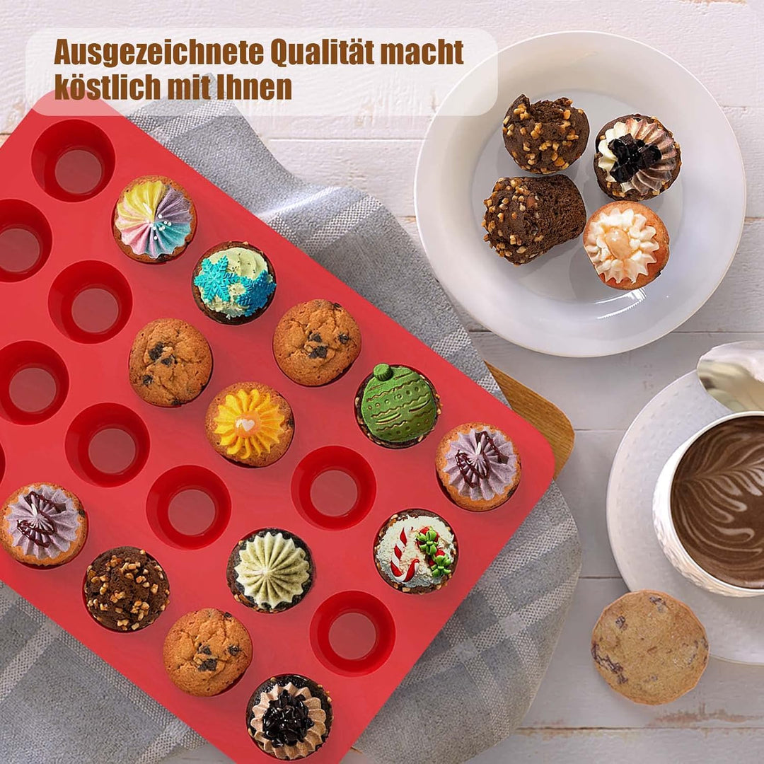 SILIVO Mini Muffinform Silikon für 24er - 2 Stück Mini Muffins Backform, Antihaft Klein Silikon Muff
