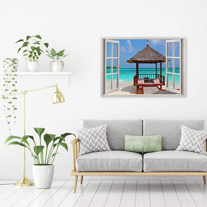 Feeby Wandbild Meer Druckbild Leinwandbild Fenster-Illusion mehrfarbig 90x60 cm Leinwandbild 90x60 c