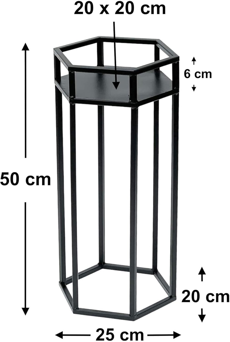 DanDiBo Blumenhocker Metall Schwarz 6eck Blumenständer Beistelltisch 96453 Blumensäule Pflanzenhocke