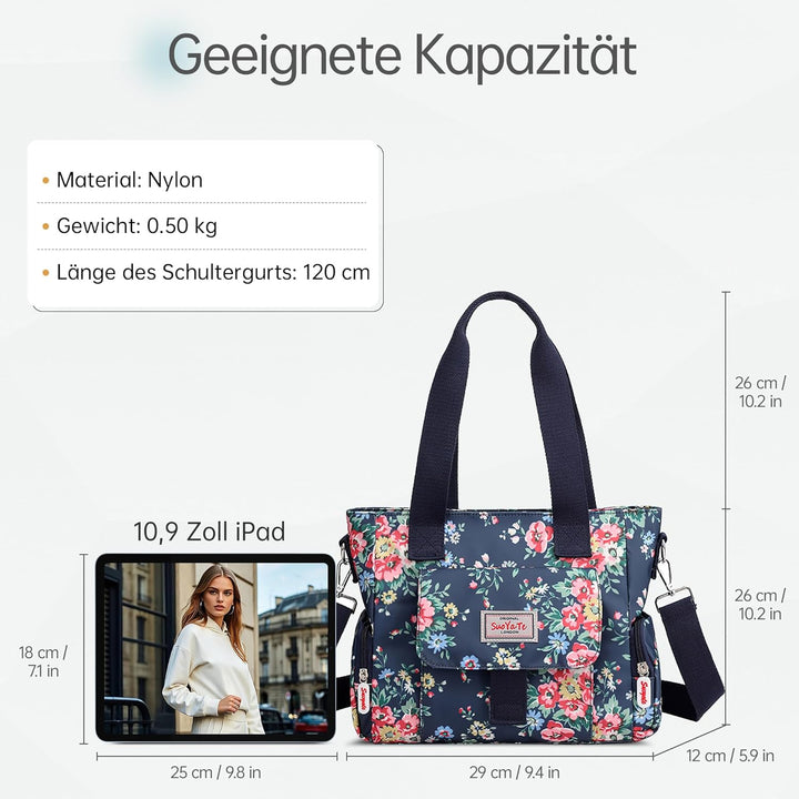 DIRRONA Bunte Damenhandtaschen Modedruck Umhängetasche Multi Pocket Multi Fach Crossbody Bag Beiläuf