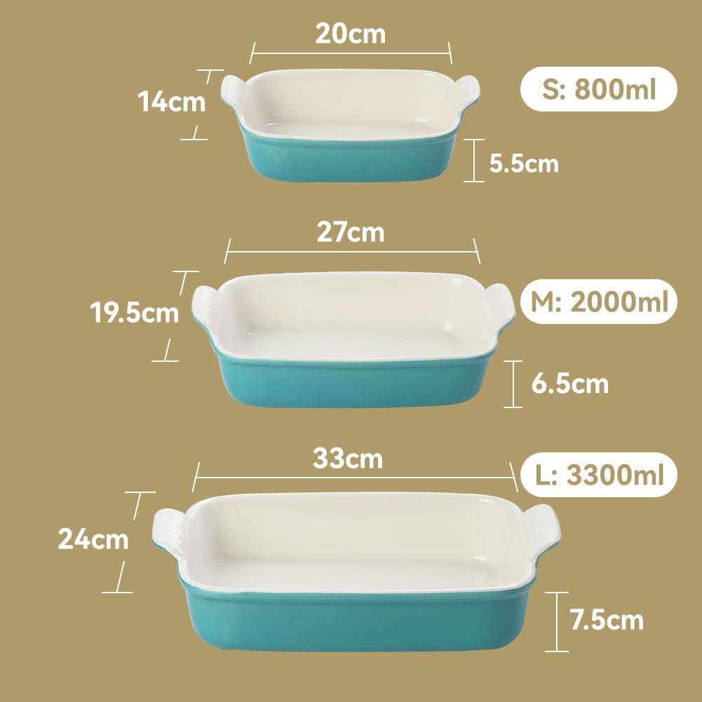 Sweejar Home Backgeschirr-Set aus Porzellan zum Kochen, rechteckige Auflaufform aus Keramik, Lasagne