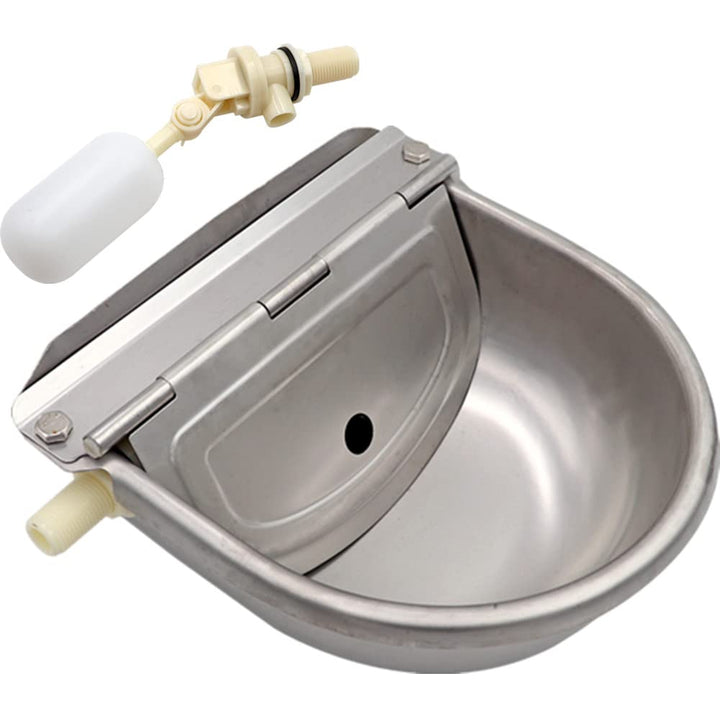 MUALROUS Automatische Tränkeschale Edelstahl Rindertränke mit 2 Stück 1" 2 Schwimmerventi Wasserträn