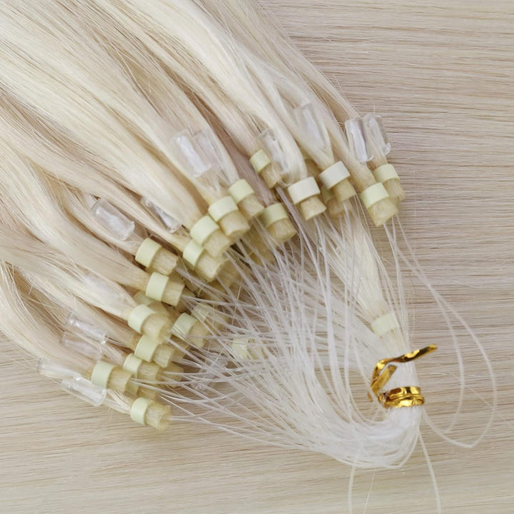 Moresoo Microring Extensions Echthaar Remy Blond Cold Fusion Haarextension Echthaar Microring Loop P