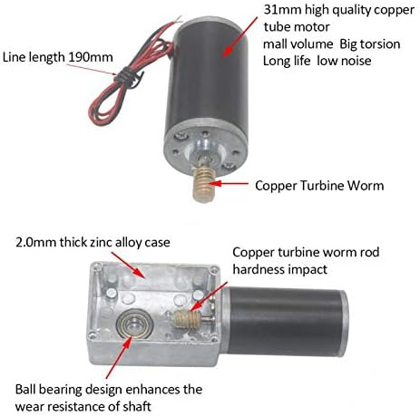 Fafeicy 12V 400RPM Schneckengetriebemotor, hohe Torsionsgeschwindigkeit - Reduzieren Sie die umschal