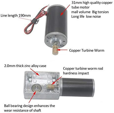 Fafeicy 12V 12RPM Schneckengetriebemotor, hohe Torsionsgeschwindigkeit - Reduzieren Sie die umschalt