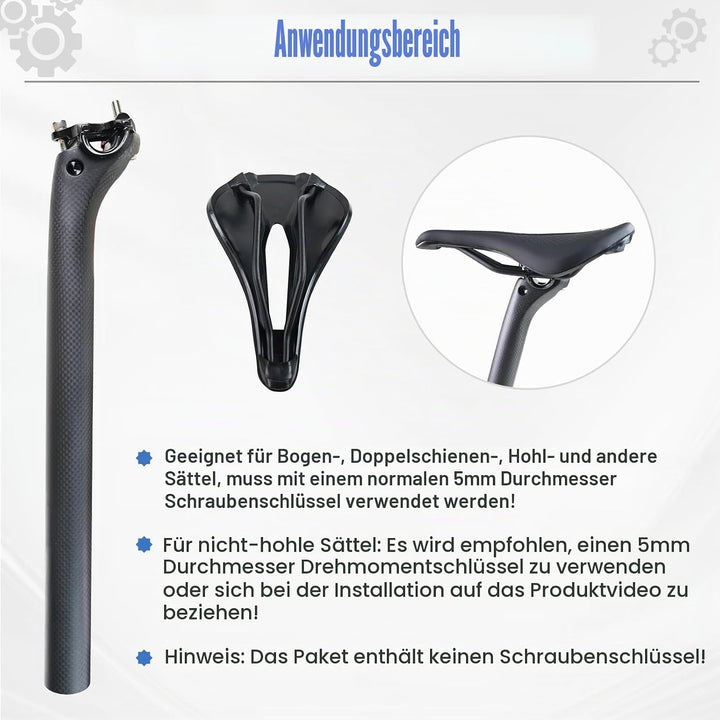 ROADNADO Sattelstütze Carbon Fiber Fahrrad SeatPost Ultraleichte Carbon Bike Post Matte 25.4 / 27.2