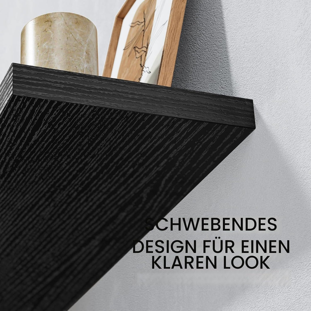 STOREMIC Wandregal Regalbrett schwarz 60cm, Regale für die Wand 2er-Set, Schweberegal mit der höchst