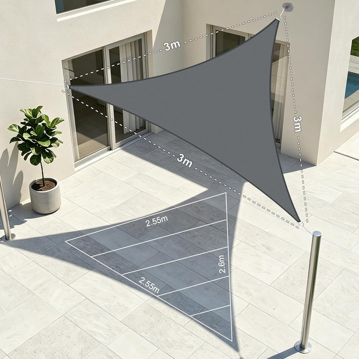 LOVE STORY Sonnensegel Dreieckig 3x3x3m Wasserdicht Segeltuch Sonnenschutz Windschutz PES mit 95% UV