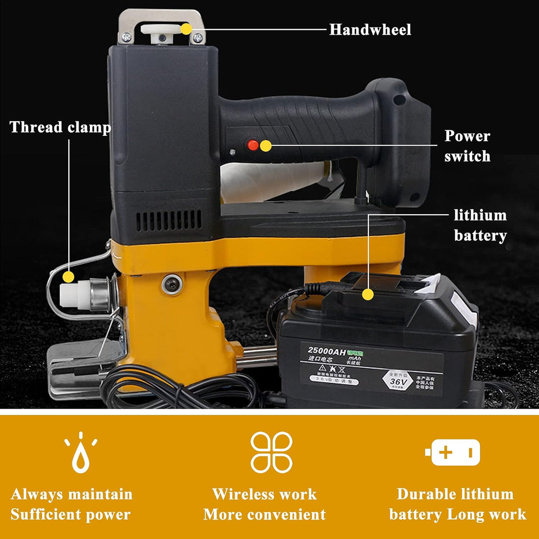 MXBAOHENG Beutelverschliessmaschine (mit 2 Batterien) GK9-890D Sacknähmaschine Tragbar zum Nähen von