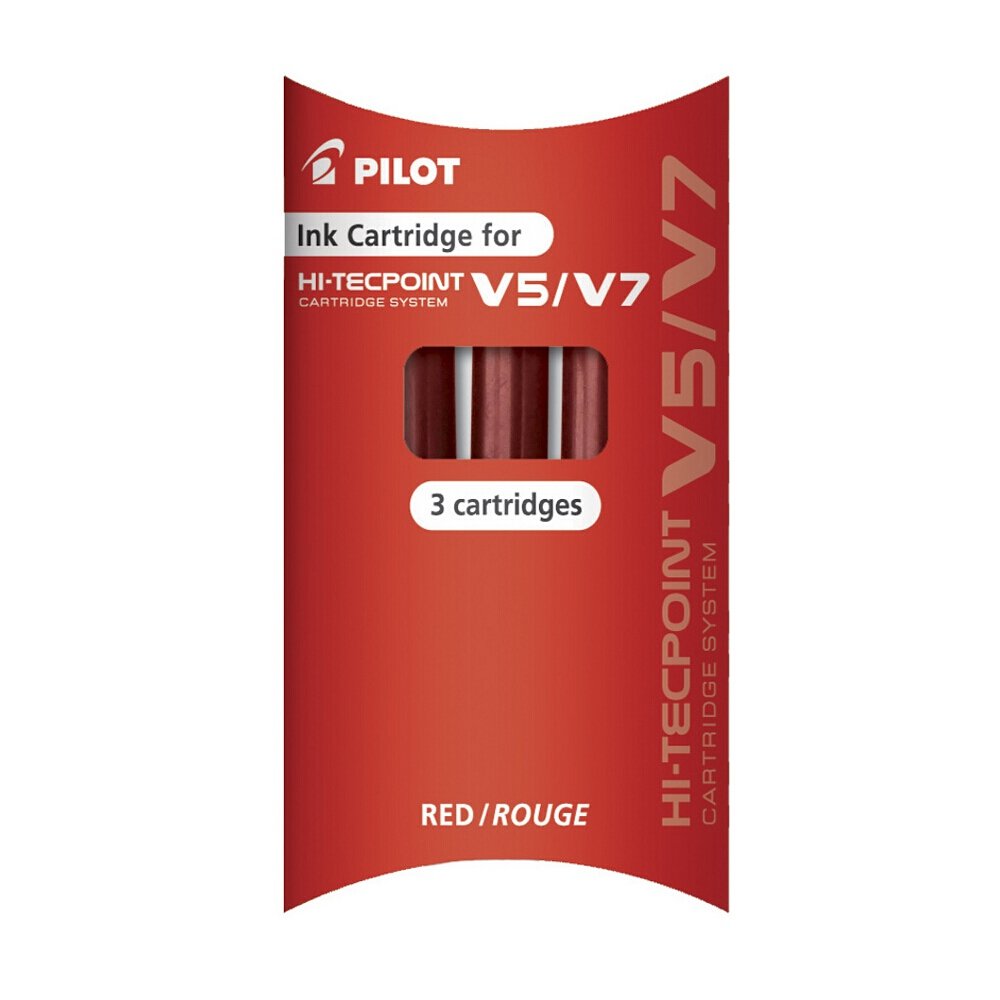 Pilot Ersatzmine für V5/V7 Cartridge System Tintenroller mit flüssiger Tinte, Rot, 12 x 3 Stück, rot