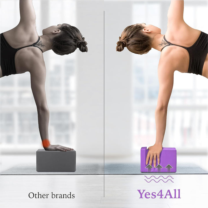 Yes4All Yoga Blocks 2 Pack Wrist Support, Comfort, and Grip Strength, EVA Foam Blocks Pilates Yoga B