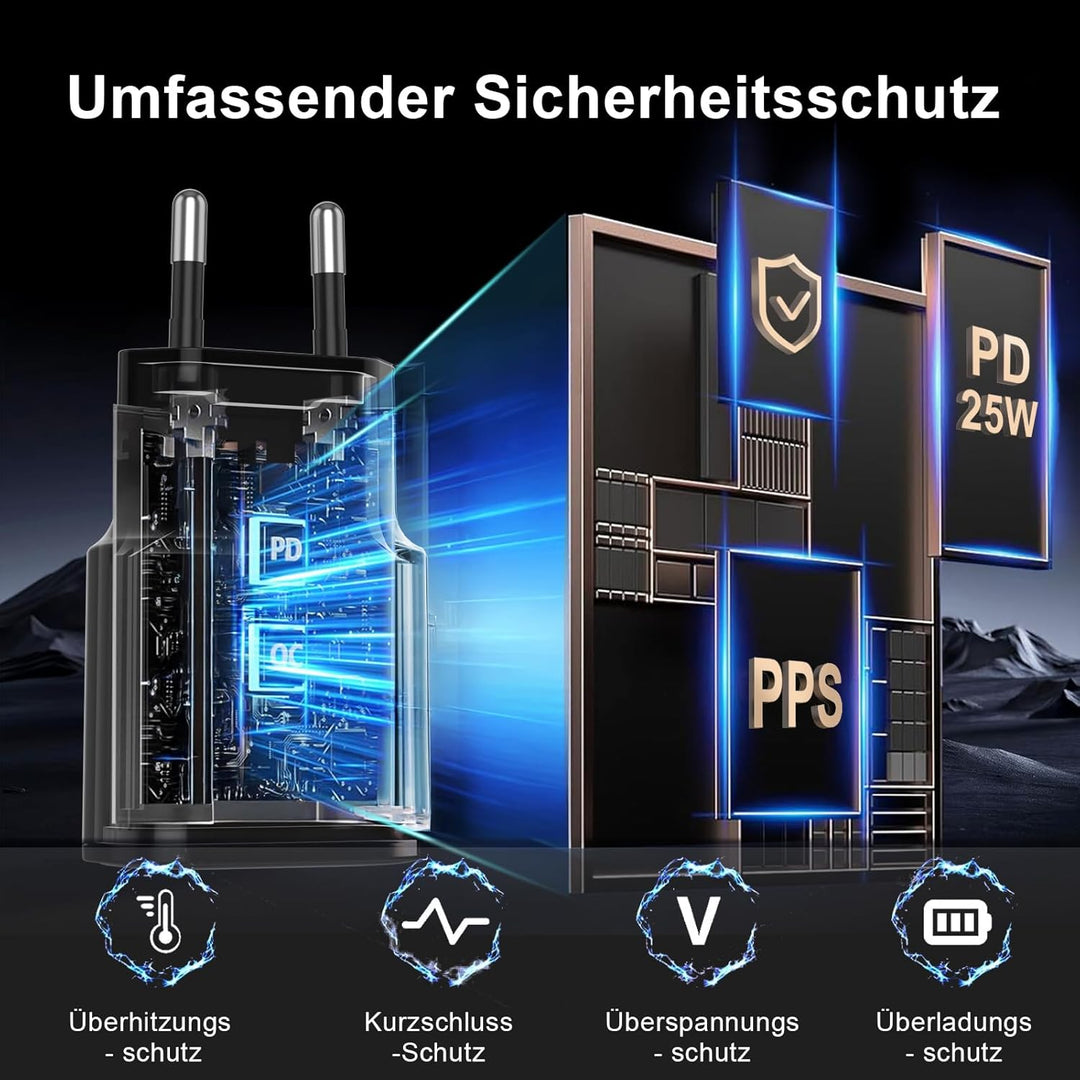 25W USB C Ladegerät Ladekabel für Samsung Galaxy S25 S24 S23 S22 S21 Ultra S20fe A56 A55 A54 A53 A52