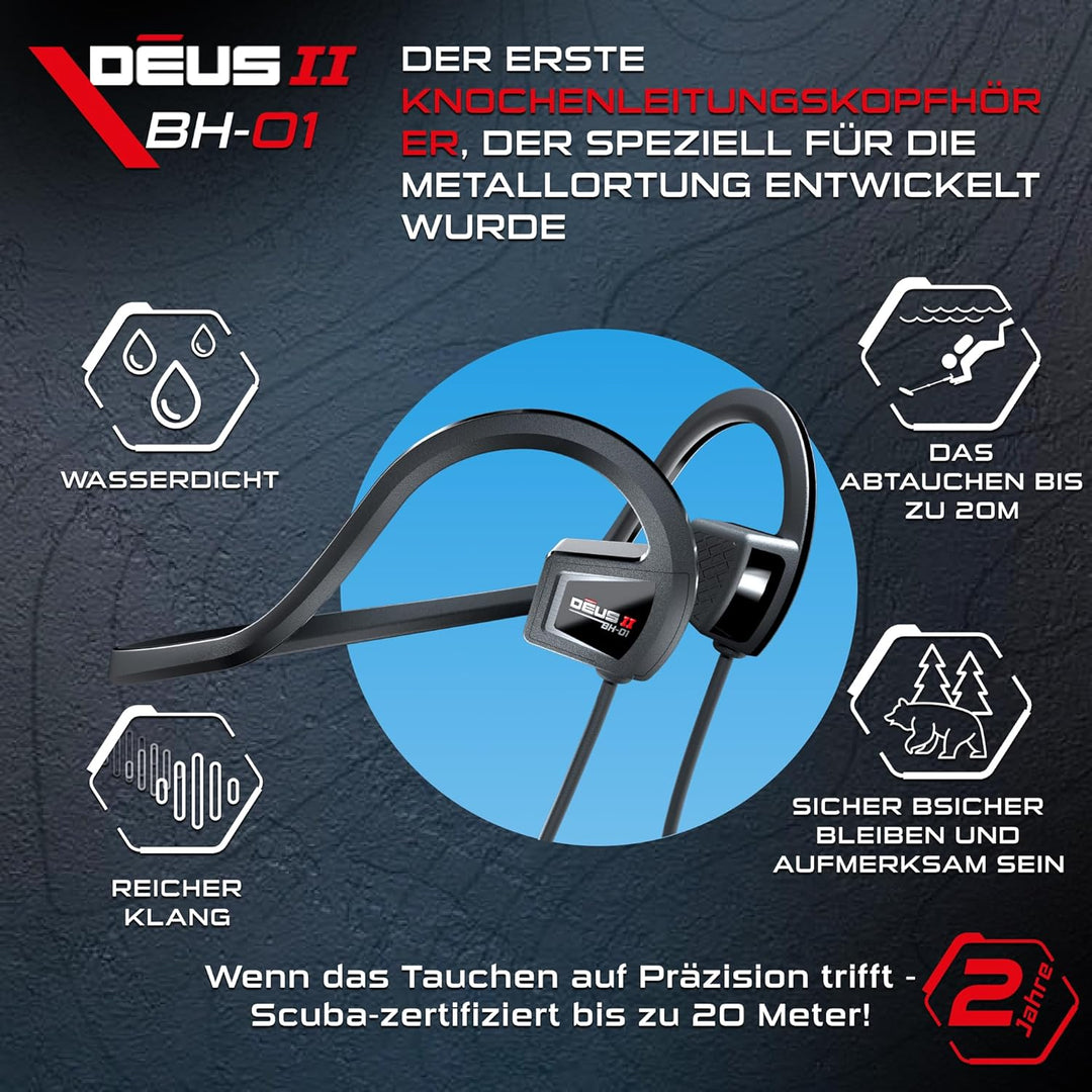 XP Metal Detectors BH-01 Kabelgebundene Kopfhörer mit Knochenleitung, entwickelt für XP Deus II - wa