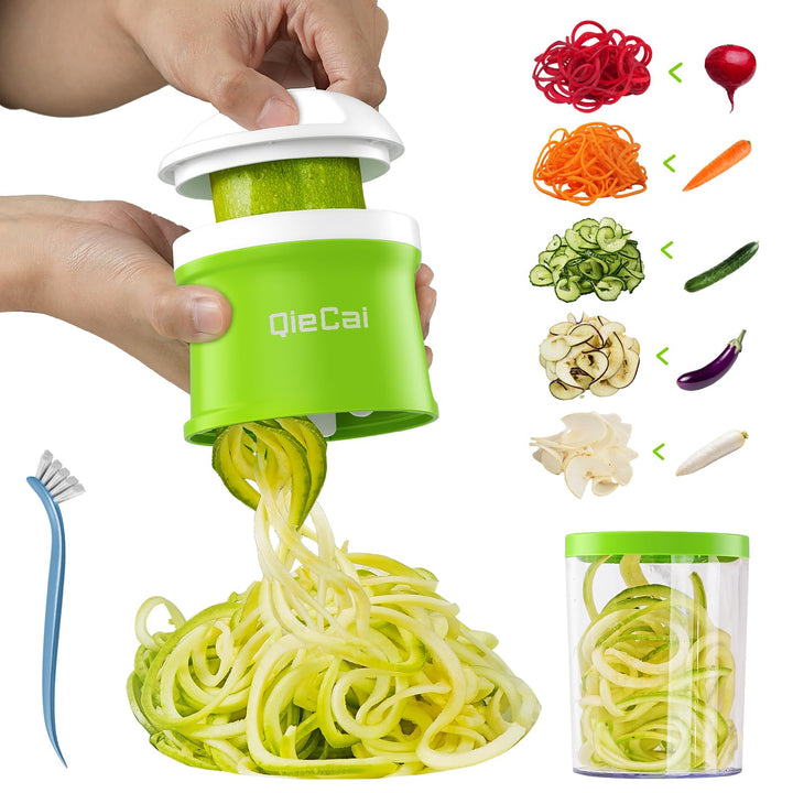 Spiralschneider Gemüse mit Behälter- 4 in 1 zucchini spiralschneider | Gemüseschneider Spaghetti Gem