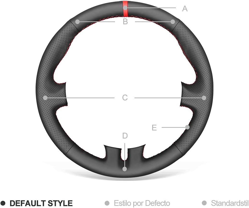 MEWANT Lenkradhülle Clio 3 2005-2012 / Lenkradzubehör für Clio Stil 02: Mikrofaser-Leder + roter Fad