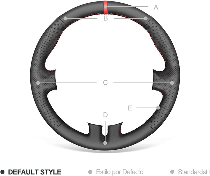 MEWANT Lenkradhülle Clio 3 2005-2012 / Lenkradzubehör für Clio Stil 02: Mikrofaser-Leder + roter Fad