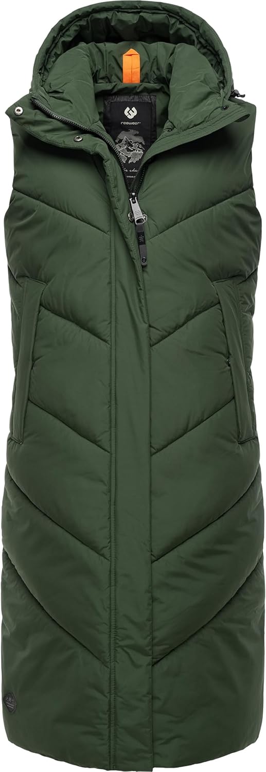 Ragwear Damen warme wasserdichte Winter Steppweste mit Kapuze Suminka Vest XS-6XL XS Dark Olive, XS