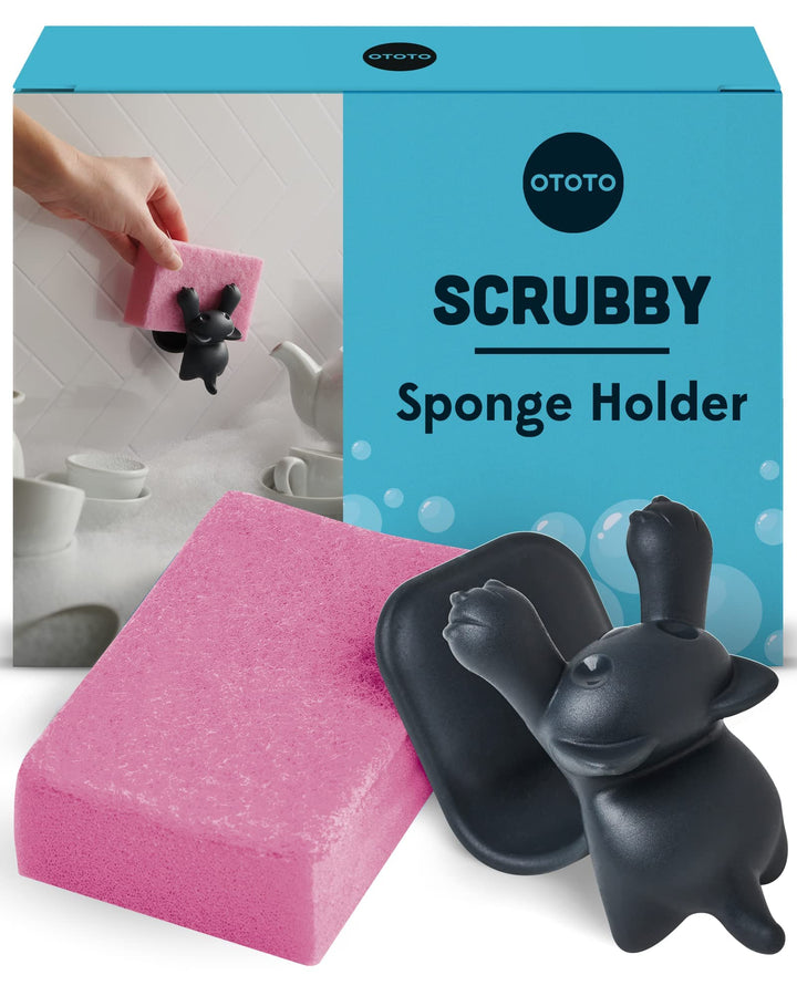 OTOTO Scrubby Schwammhalter für Küchenspüle, graue Katze, Küchenschwammhalter, spülmaschinenfest, ro