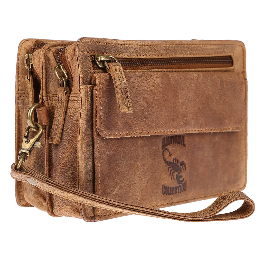 Christian Wippermann Herren echt Leder Handgelenktasche Herrenhandtasche Dokumententasche Tasche Dop
